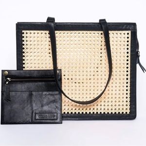 Jenn Lee leather and cane tote-the IT bag for your winter holiday. Never used.